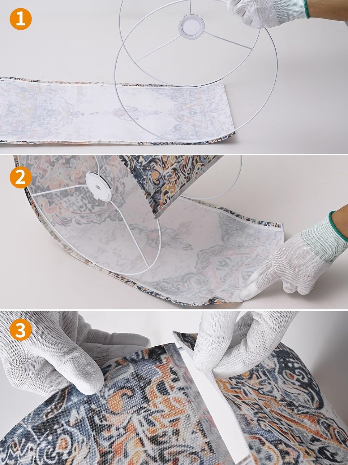 Fabric Round Drum Lamp Shades, 13x13x10in Moroccan Trellis Lamp shade, Boho Lampshade Fit Spider, Farmhouse Lamp Shades for Table Lamps, Rustic for Floor Lamps, 1 Pack - Image 6