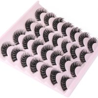 False Eyelashes Russian Strip Lashes Volume Fake Eyelashes Extension D-Curly Wispy Handmade Soft Reusable 14 Pairs Lashes Pack - Image 5