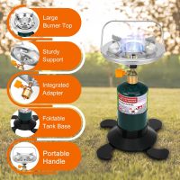 Camping Stove Propane Burner, Portable Camp Stove with Foldable Gas Tank Base, Adjustable Flame Backpacking Cooker for Camping, Small Single Burner Propane Stoves Kit for Hiking Tent Outdoor Cooking - Image 5
