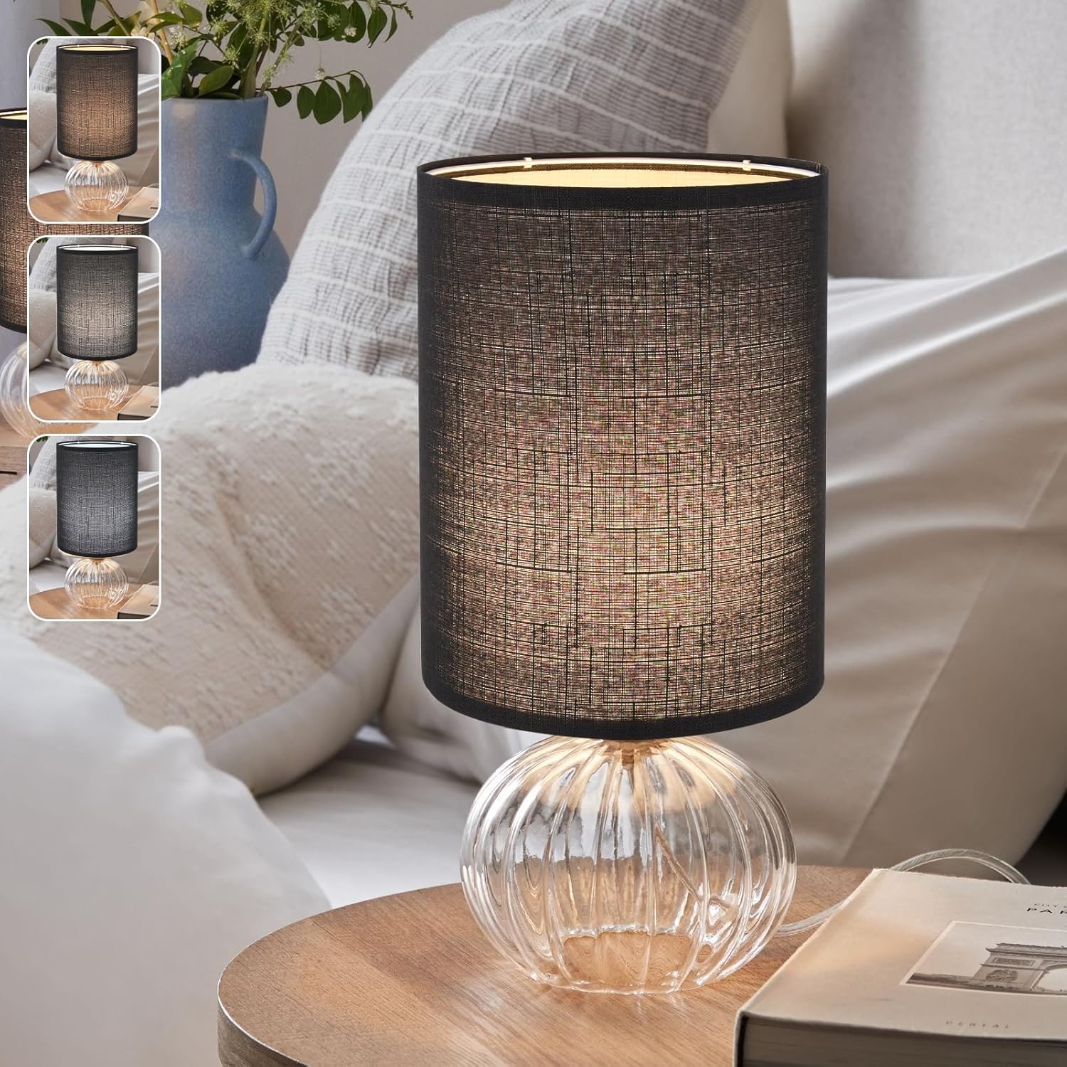 Black Linen Tall Drum Lampshade, 10" Top x 10" Bottom x 13" High Lamp Shade, Lamp Shade Replacement for Table and Floor Lamps, Pendant Light, Handcrafted Lampshade, Easy Assembly - Image 4