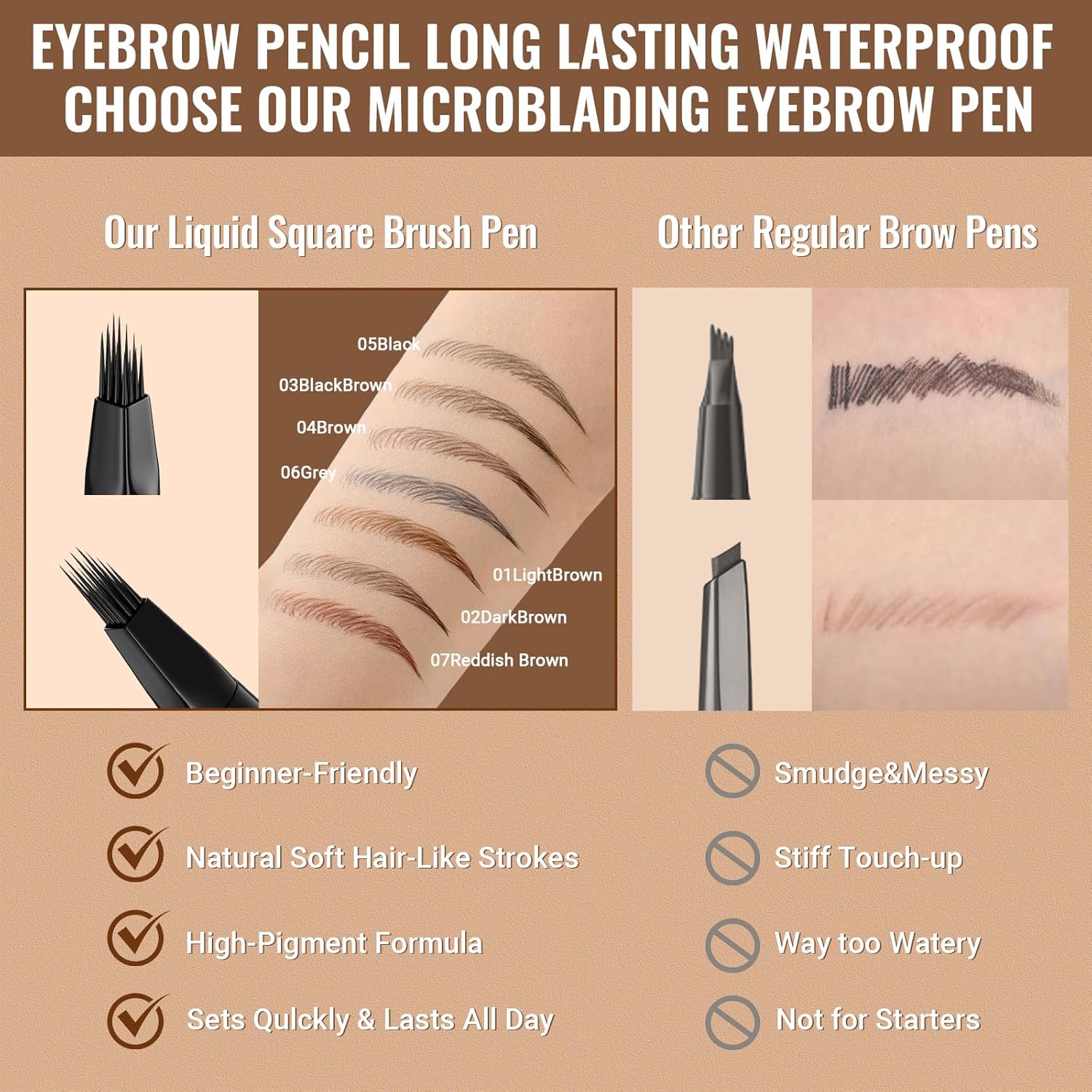 iMethod Eyebrow Pen - Eyebrow Pencil,2-in-1 Eyeliner Dual-Ended Microblading Eyebrow Pencil Long Lasting Waterproof Hair-Like Brow Pencil,with Eyebrow Brush,Eyebrow Pencils for Women,DarkBrown - Image 4