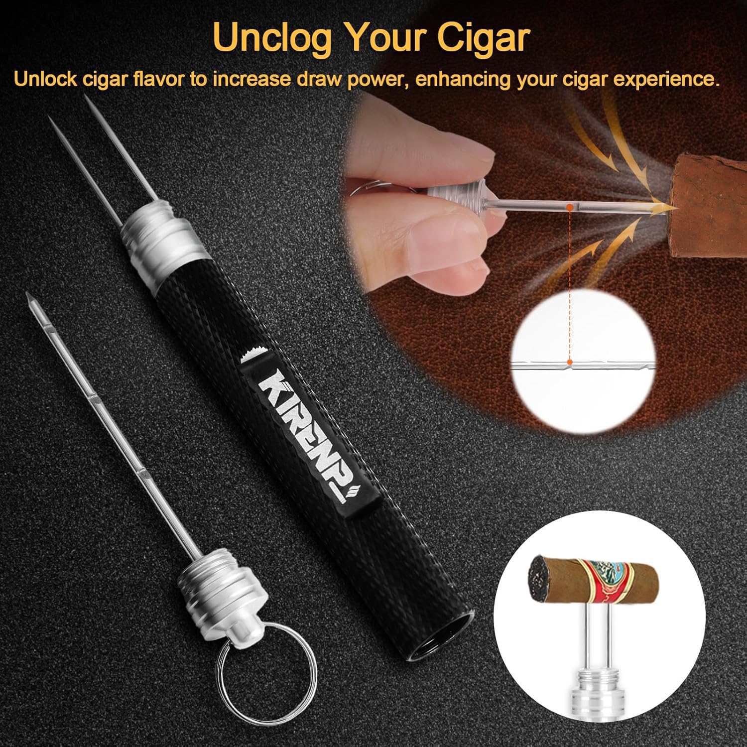 Multifunctional Cigar Accessories, 5-in-1 Kit - V Cigar Cutter, Cigar Draw Enhancer Tool, Cigar Ashtray, Cigar Holder, Cigar Punch, with Accessory Bag for Smoking, Travel, Outdoor, Cigar Gifts for Men - Image 6