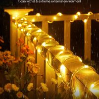 Brightown Solar Rope Lights, 39FT 100LED Outdoor Solar String Lights, IP65 Waterproof Solar Powered Fairy Lights with 8 Lighting Modes for Party Garden Yard Home Holiday Tree Decoration, Warm White - Image 2