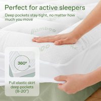 Ultra Soft Queen Size Mattress Topper - Viscose Made from Bamboo Pillow Top Mattress Pad for Back Pain Relief - Naturally Cooling for Hot Sleepers, Green - Image 5