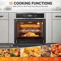 Wall-Oven-24-inch-Wall-Oven, Electric Wall Oven 24 inch, 2.5 Cu.Ft. Single Wall Oven with Frying Basket, 10 Cooking Functions & 8 Shortcut Menu 2800W Built-in Convection Oven - Image 5