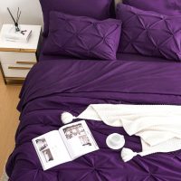 Ubauba 7pc Purple Comforter Set Queen Size with Sheets, Pintuck 7 Piece Bedding Comforters Bed in a Bag for All Season, Pinched Pleat Bed Set with Comforter (Purple,Queen) - Image 3