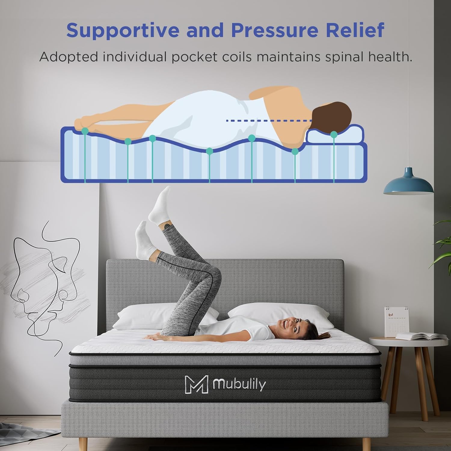 Full Mattress,12 Inch Hybrid Mattress in a Box with Gel Memory Foam,Individually Wrapped Pocket Coils Innerspring for a Cool & Peaceful Sleep,CertiPUR-US. - Image 6