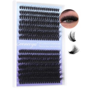 Geeneiya Eyelash Clusters Full Lash Extension Mink Thick Cluster Eyelash Extensions 10-18MM Cluster Lashes Individual Wispy Fake Eyelashes, Not Kit (60D+80D, 280Pcs)