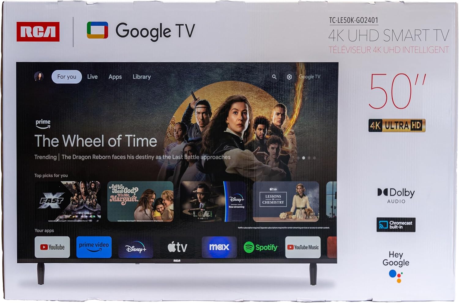 RCA 50-Inch UHD Smart Google TV, Frameless LED Display with HDR10, Wi-Fi and Bluetooth, Google Assistant Built-in, Compatible with Alexa - Image 6