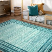 Lahome Modern Abstarct Area Rugs 5x7, Washable Teal 5x7 Bedroom Rug Soft Living Room Rug Non Slip, Low-Pile Indoor Rugs for Living Room Minimalist Floor Carpet for Dining Room Kids Playroom - Image 7