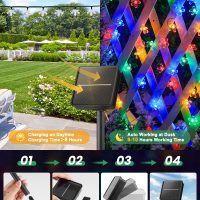 Brightown 60 LED Flower Solar String Lights Outdoor Waterproof Fairy Lights for Garden Yard Fence Patio Christmas Tree Wedding Party Decor, Multicolor - Image 5