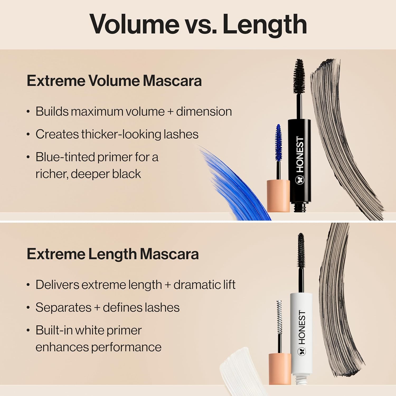Honest Beauty 2-in-1 Extreme Volume Clean Mascara + Bold Lash Primer with Castor Oil | Maximum Volume + Curl | Vegan + Safe for Sensitive Eyes | Black, .27 fl oz - Image 7