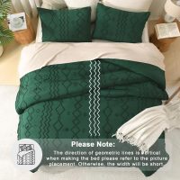 Andency King Size Comforter Set, 3 Pieces Dark Emerald Green Boho Tufted Geometric Shabby Chic Bedding, Soft Fluffy Farmhouse Bed Set, Jacquard Textured Comforter for All Season (104x90 Inch) - Image 6