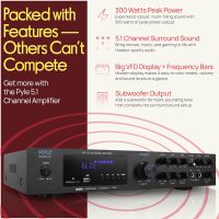 Pyle Bluetooth Audio Amplifier - Home Stereo Receiver with 5 Channels and Subwoofer Out - MP3/USB/SD - AUX - FM Radio - 2 Mic Inputs w/ Echo - VFD Display - Remote Control - PDA8BU - Image 7
