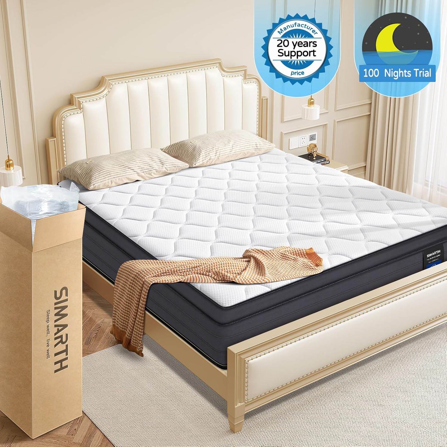 King Size Mattress - 12 Inch Hybrid King Size Mattress in a Box, Upgrade Strengthen, Gel Memory Foam King Matress with Motion Isolation, Strong Edge Support and Pocket Springs, Medium - Image 7