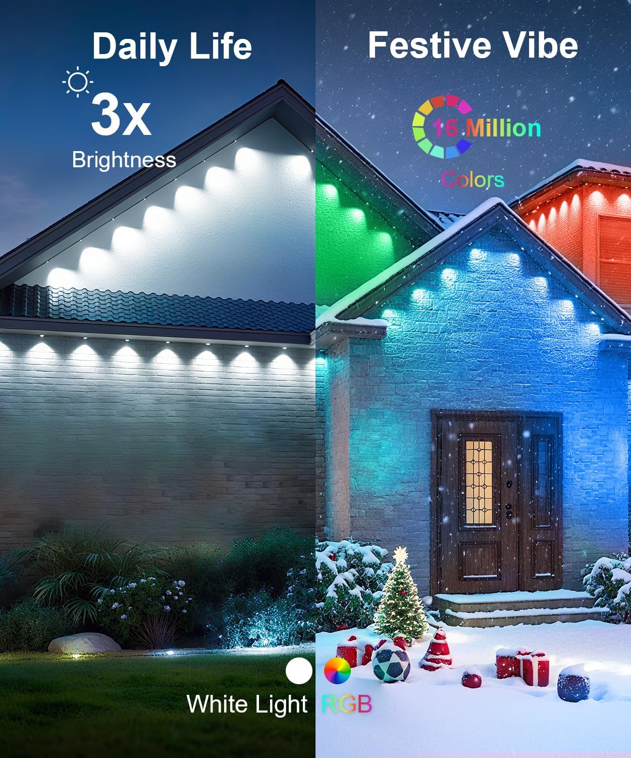 150Ft Permanent Outdoor Lights,Smart RGB Outdoor Lights with Remote APP Control, IP67 Waterproof Outside Light for House for Christmas, Halloween, Holiday, Party, Daily - Image 4
