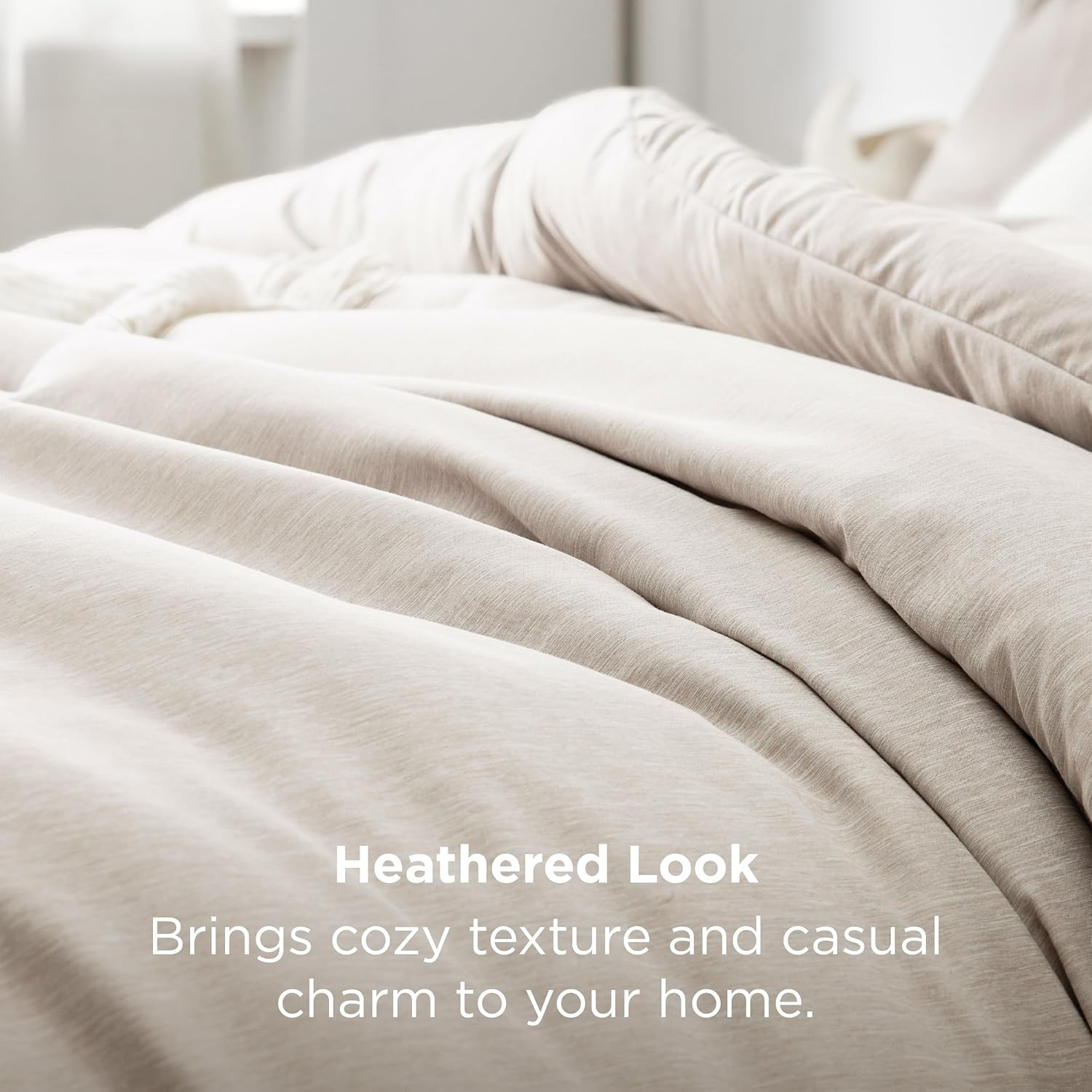 Bedsure Oversized Queen Comforter Set - Beige Soft Bedding for All Seasons, Cationic Dyed Bed Set, 3 Pieces, 1 Oversized Queen Size Comforter (98"x98") and 2 Pillow Shams (20"x26"+2") - Image 5