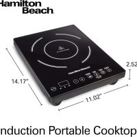 Hamilton Beach Portable Single Induction Cooktop Countertop Burner Hot Plate with Fast Heating Mode, 1800 Watts, 10 Temperature Settings up to 450F, Black (34104) - Image 8