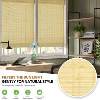 LazBlinds No Tools No Drill Cordless Bamboo Roman Shades, Custom Light Filtering Window Treatment, Roll Up Bamboo Blinds for Windows, Ceylon Natural - Image 4