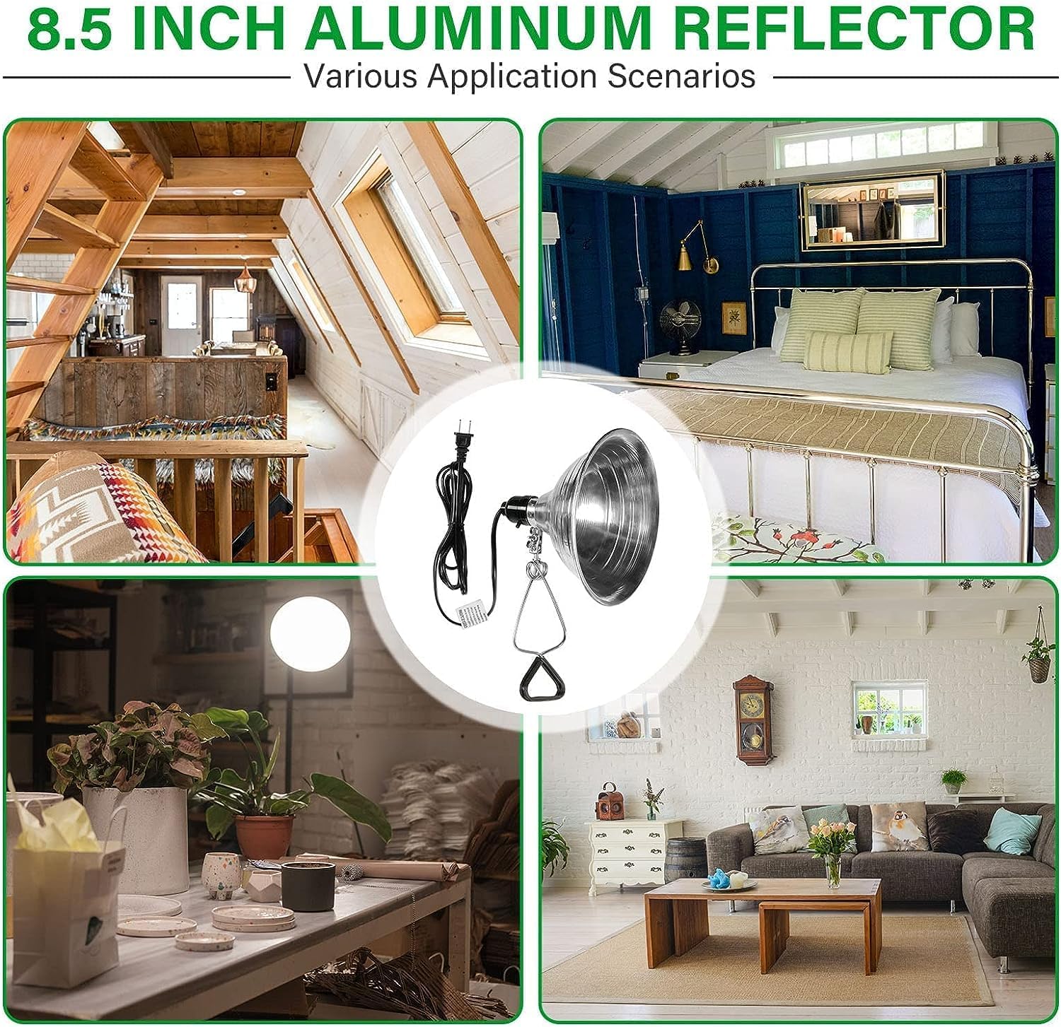Simple Deluxe HIWKLTCLAMPLIGHTMX2 2-Pack Clamp Lamp Light with 8.5 Inch Aluminum Reflector Up to 150 Watt E26 Socket (No Bulb Included) 6 Feet 18/2 SPT-2 Cord, Silver - Image 8