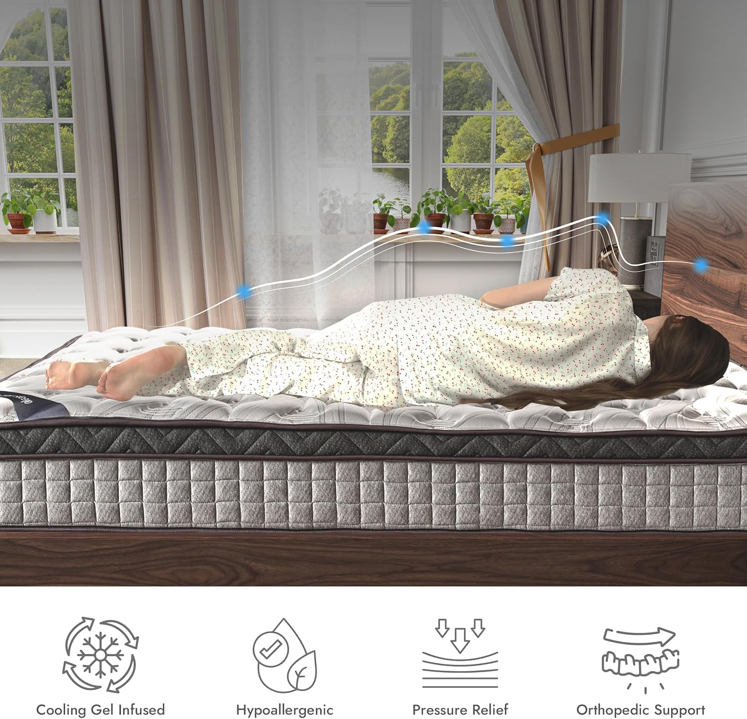 12'' Queen Mattress, Queen Size Mattress in a Box, Modern New Diamond Innerspring Hybrid and Cooling Gel Memory Foam Mattresses, Pressure Relief & Motion Isolation, RV Medium Firm Matress (12'') - Image 5