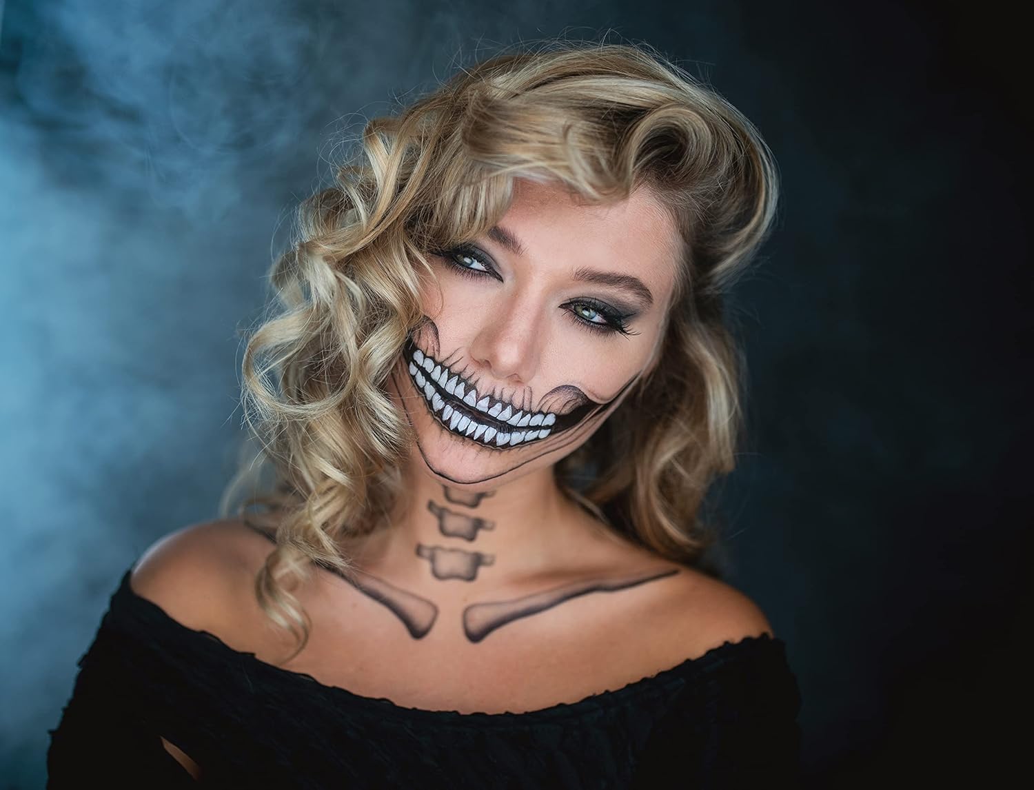 2 x Classic Skull Temporary Tattoo Halloween Costume for Men and Women, Adult, Face Sticker - Image 2
