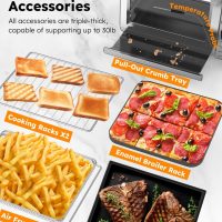 Nuwave Bravo Pro Smart Toaster Oven Countertop, True Air Fryer Combo w/Improved 100% Convection, 35% Crispier, 112 Presets, Customizable Pizza Zones, Integrated Probe, PFAS Free, 30QT, Stainless Steel - Image 10