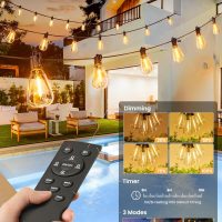 Brightown Outdoor Solar String Lights Waterproof 58FT with 25 Shatterproof ST38 LED Bulbs, 2700K Solar Lights Outdoor with Remote, Solar String Lights for Outside, Camping, Yard, Party Decor - Image 6