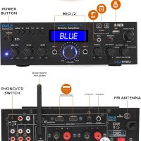 Pyle Wireless Bluetooth Home Stereo Amplifier - Multi-Channel 200 Watt Power Amplifier Home Audio Receiver System w/HDMI, Optical/Phono/Coaxial, FM Radio, USB/SD, AUX, RCA, Mic in - Remote - PDA9HBU - Image 2
