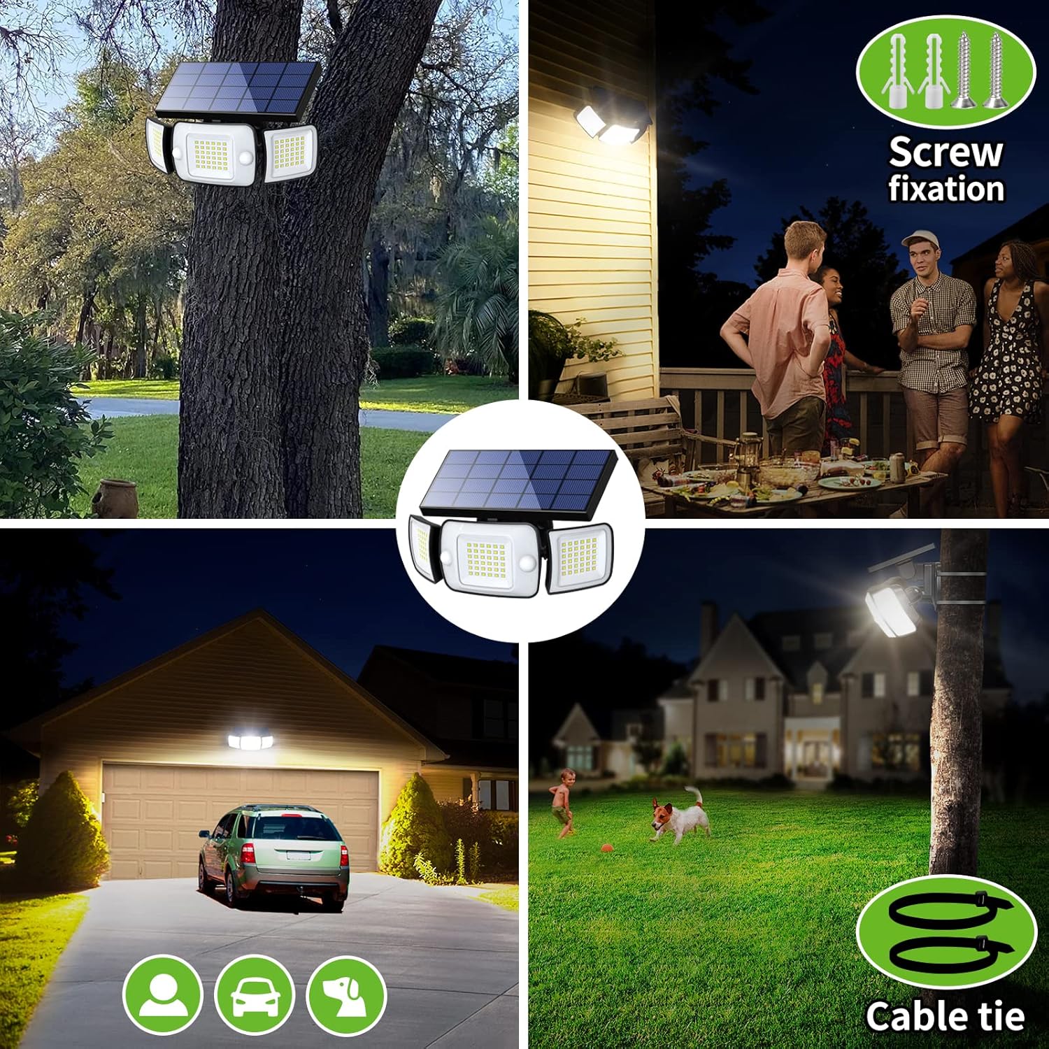 intelamp Solar Outdoor Lights,6000mAh Motion Sensor with Dual Sensors,Waterproof Solar Flood Lights 270°Wide Angle for Outside with 3 Modes - Image 6