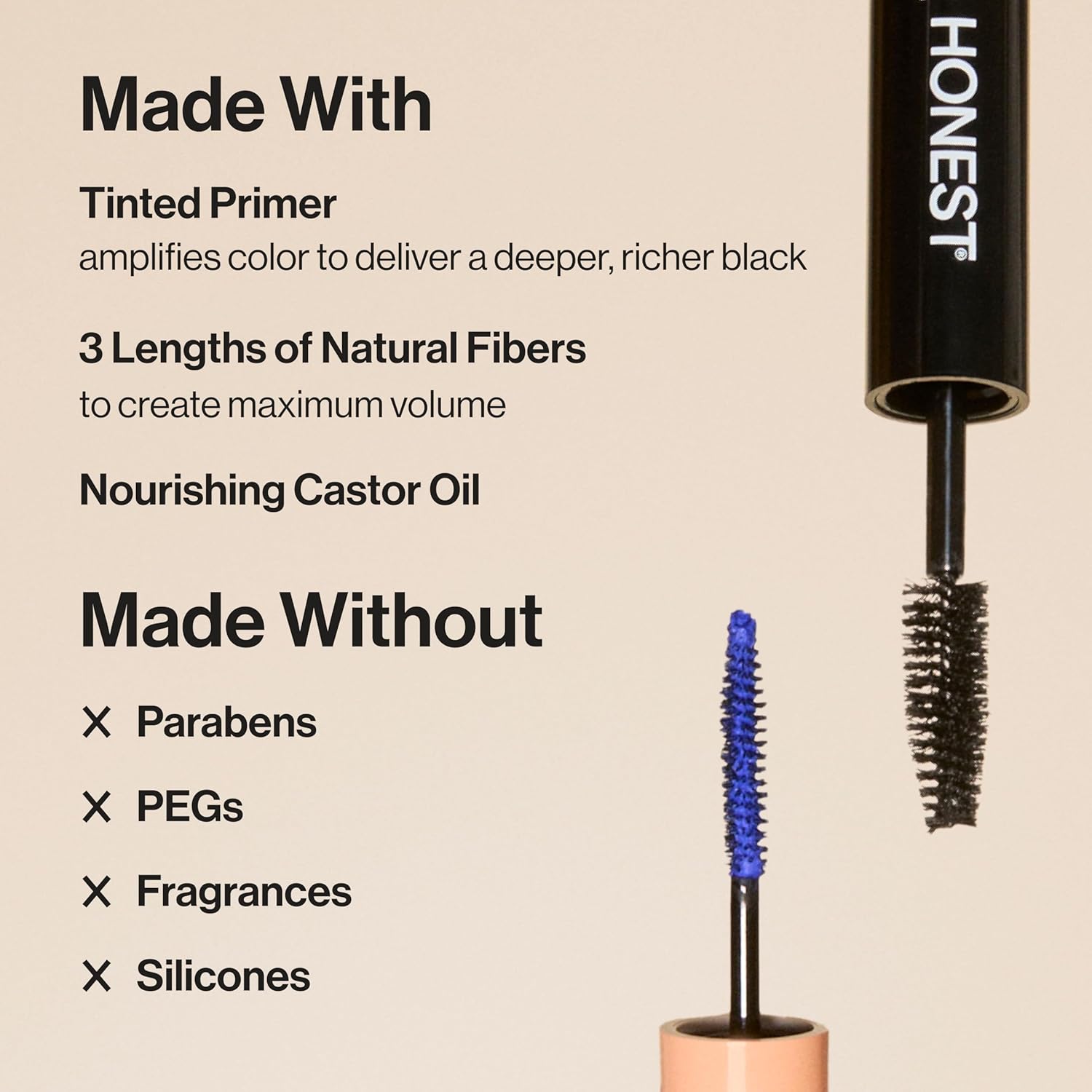 Honest Beauty 2-in-1 Extreme Volume Clean Mascara + Bold Lash Primer with Castor Oil | Maximum Volume + Curl | Vegan + Safe for Sensitive Eyes | Black, .27 fl oz - Image 4
