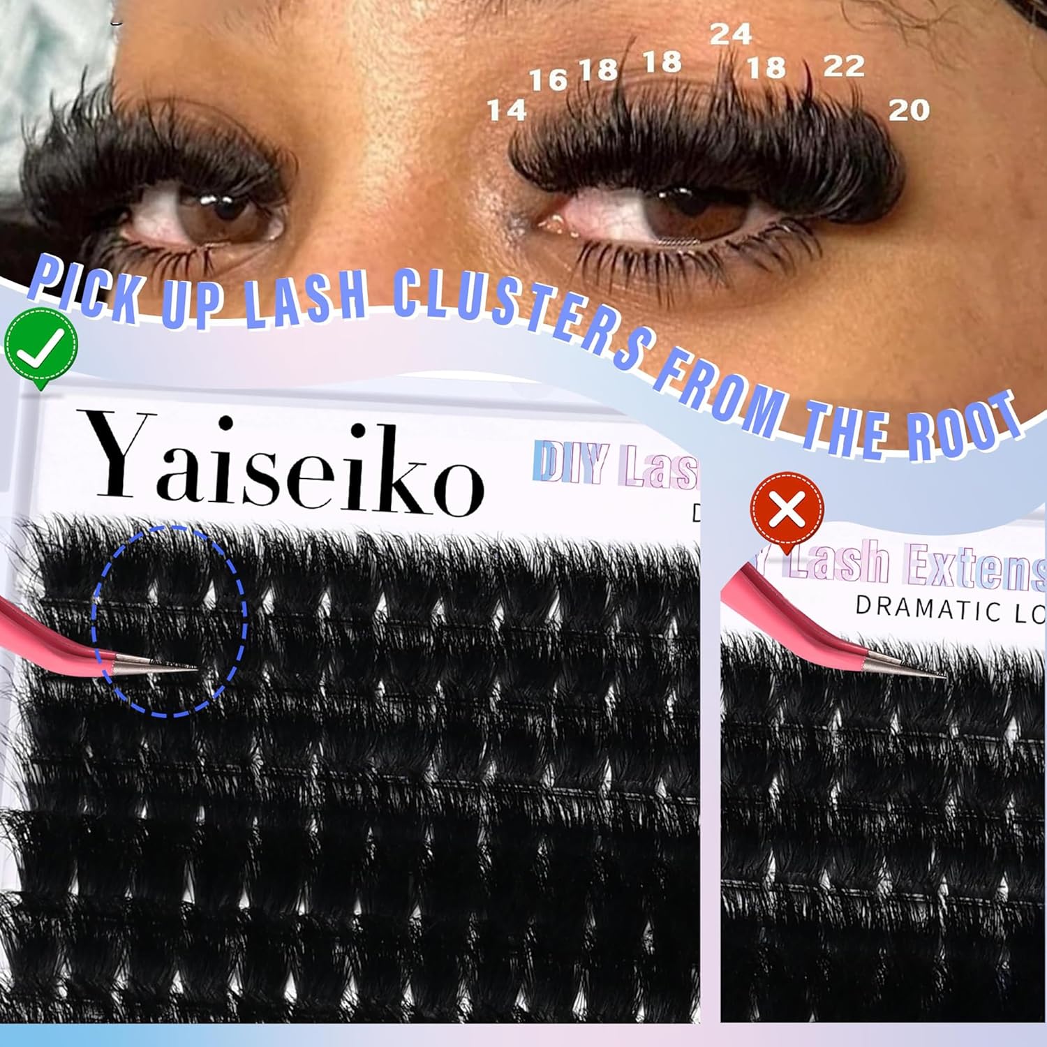 Lash Clusters 300D Thick Long 12-25mm Volume Cluster Eyelash Extensions 224Pcs Wispy Individual Lashes D Curl Waterproof Eyelash Clusters Soft False Eyelashes DIY at Home, by Yaiseiko - Image 4