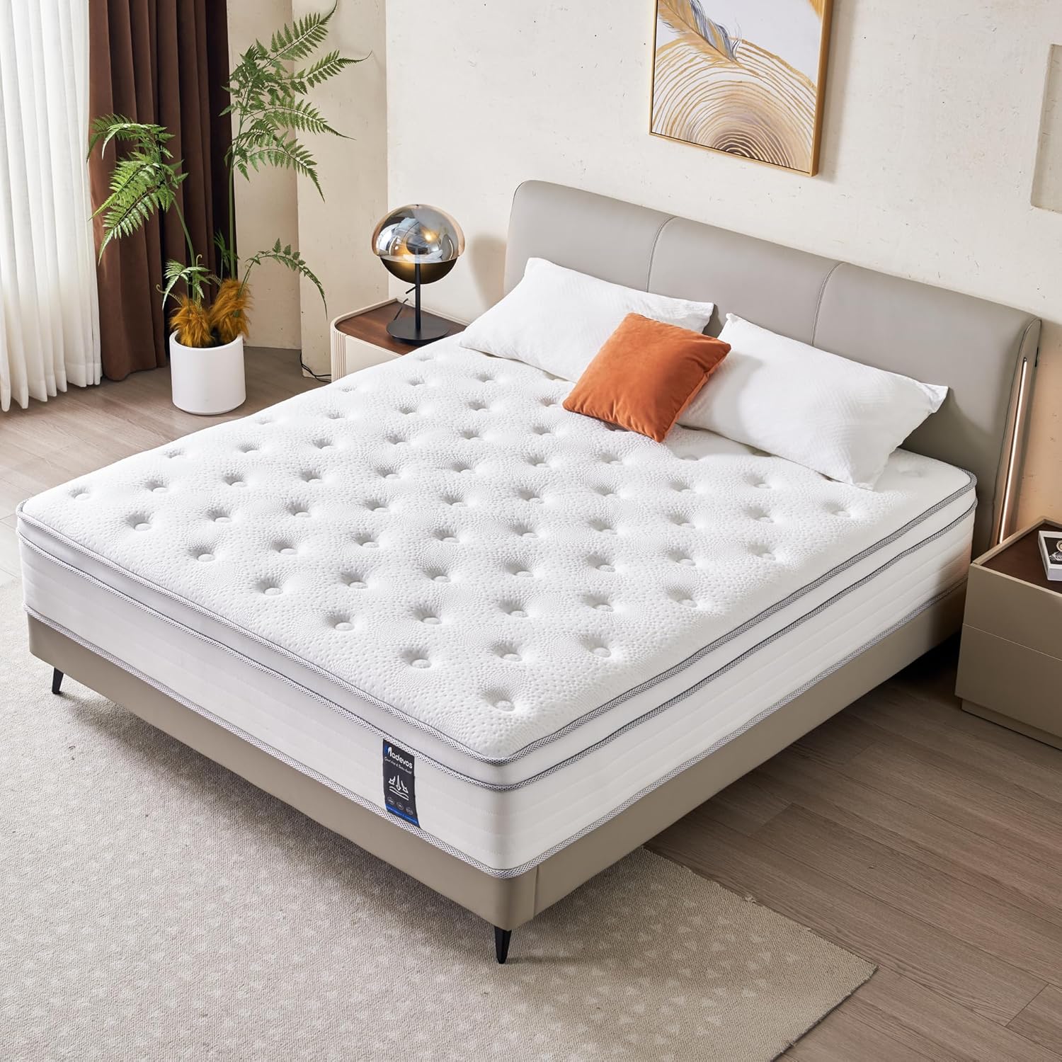 Queen Mattress, 14 Inch Hybrid Mattress in a Box, Memory Foam and Individual Pocket Springs, Fiberglass Free, Soft and Breathable, Medium Firm Feel - Image 7