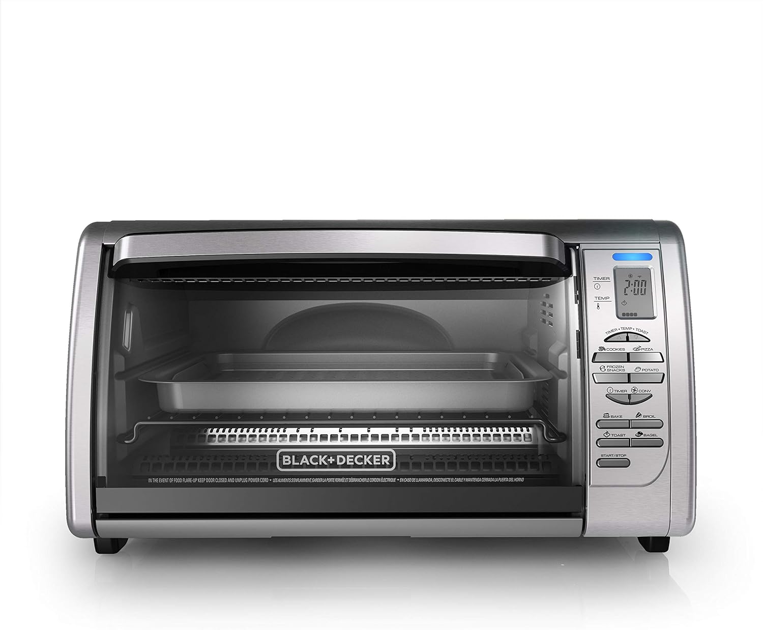 Black+Decker Countertop Convection Toaster Oven, 8 One-touch Cooking Functions, Stainless Steel - Image 8