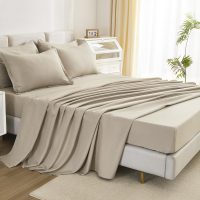 Litanika Comforters Queen Size Set Oatmeal - 7 Pieces Bed in a Bag Queen Bedding Comforter Sets, Plain Lightweight Bed Set with Comforter, Sheets, Pillowcases & Shams - Image 6