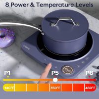 CIARRA CATIH1A-M Portable Induction Cooktop, Slim Single Electric Countertop Burner with Sensor Touch and Digital time, Blue - Image 4