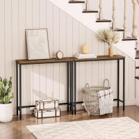HOOBRO Narrow Console Table, 29.5" Small Entryway Table, Thin Sofa Side Display Table, for Hallway, Bedroom, Living Room, Foyer, Rustic Brown and Black BF75XG01 - Image 8
