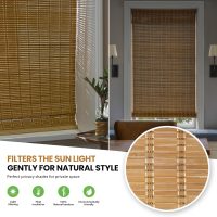 LazBlinds No Tools No Drill Cordless Bamboo Roman Shades, Custom Light Filtering Window Treatment, Roll Up Bamboo Blinds for Windows, Brown206 - Image 4