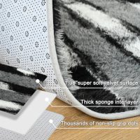 Fluffy Area Rugs for Bedroom Living Room, 4x6 Black and Grey Soft Plush Striped Rug, Modern Indoor Non Slip Washable Carpet, Furry Throw Carpets for Home Decor - Image 4