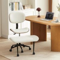 Bestier Criss Cross Office Chair with Wheels, 360° Swivel ADHD Chair for Adults, Height Adjustable Meditation Chair with Wider Bentwood Back Support for Multi Position (Contemporary Bentwood, White) - Image 8