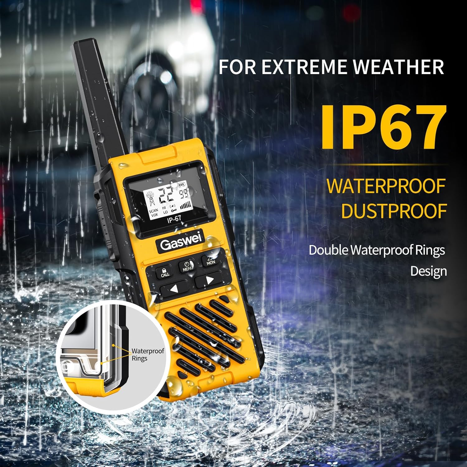 G1pro IP67 Waterproof Floating Walkie Talkies Long Range for Adults,Heavy Duty Two Way Radio,VOX,USB-C,Rechargeable Lithium Battery(4 Pack) - Image 3