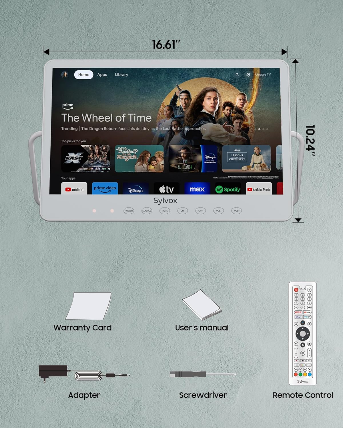 SYLVOX Waterproof Portable TV, 15.6" Shower TV 1080P Smart TVs for Bathroom, 10000mAh Rechargeable Battery Operated (4-6H Play Time), IP66 Waterproof, Voice Assistant, 360° Rotating Kickstand - Image 11