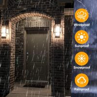 PARTPHONER Modern Outdoor Light Fixtures Dusk to Dawn Outdoor Lighting 2 Pack, 15" Exterior Wall Sconce Waterproof Porch Light, Outside Lamp for House with Water Glass for Garage Doorway - Image 5