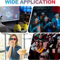 MECCANIXITY 4pcs Red Blue 3D Viewing Glasses, Plastic 3D Movies Glass for TV Anaglyph Stereoscopic Projection Video Game, 5.7 Inch Black Frame - Image 7