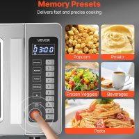 VEVOR Commercial Microwave Oven, 0.9 Cu Ft, 1000W Digital Stainless Steel Countertop Microwave Oven with Touchscreen, 10 Cooking Presets, 5 Power Levels, Multi-Lock Door & Easy Clean for Restaurants - Image 4