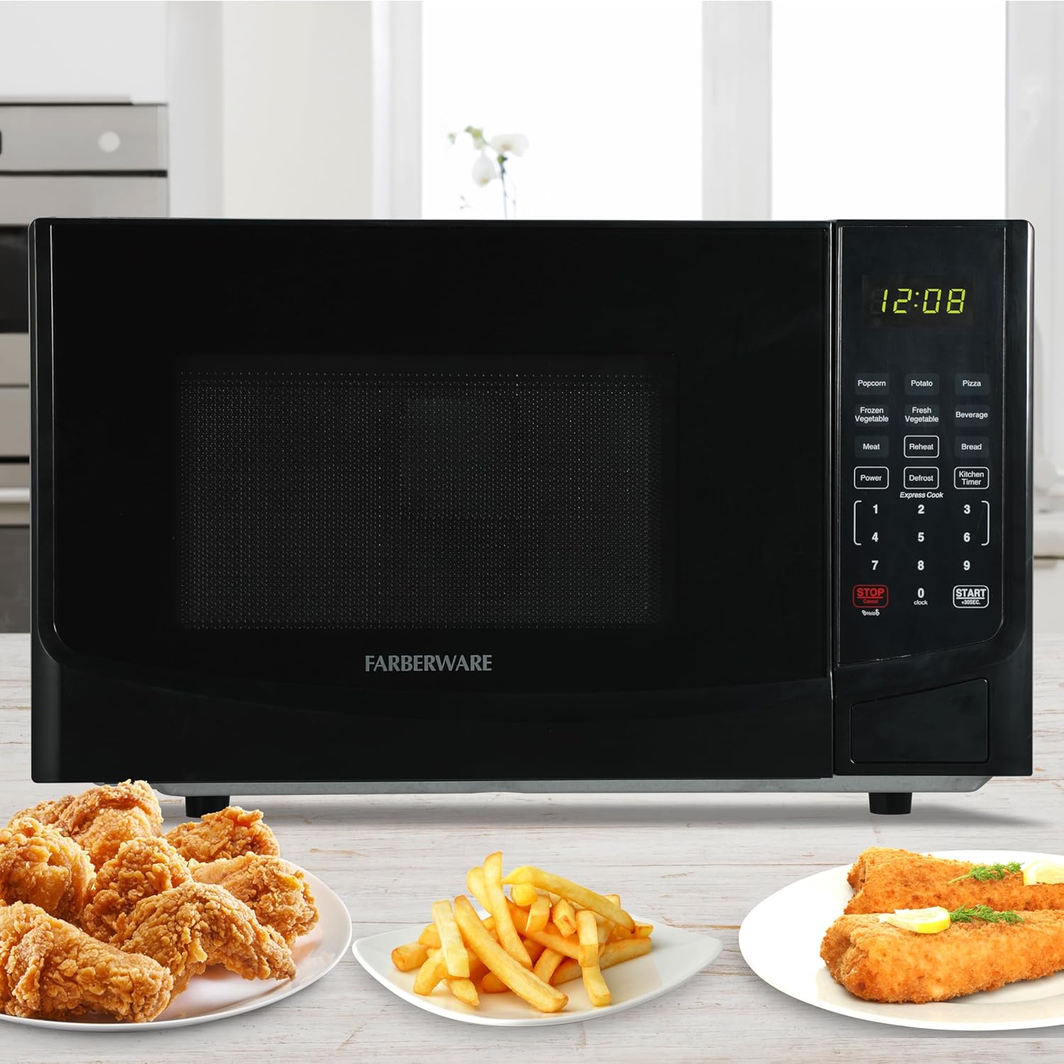 Farberware 0.9 Cu. Ft. Black Microwave Oven, 900W with LED Display, 10 Power Levels, 8 Auto-Cook Presets, Express Cooking & Defrost - Image 6