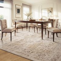 AMOAMI-Area Rug 5X7 Rugs for Living Room-Vintage Soft Beige Rugs for Bedroom-Non Slip Carpet-Machine Washable Rug for Dining Room Living Room Bedroom Office Under Table-Beige - Image 7