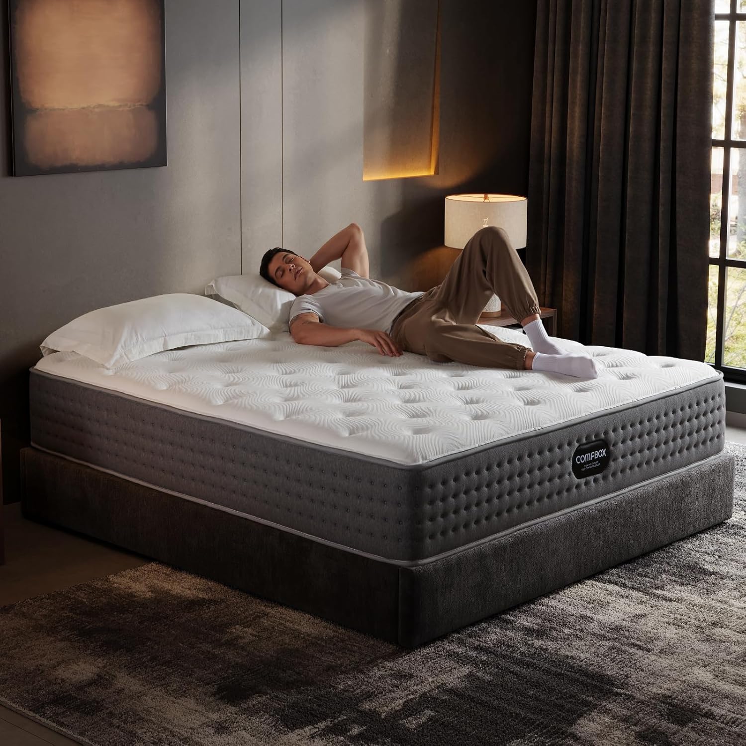 Queen Mattress-12 Inch Queen Size Hybrid Mattress in a Box- Medium Firm - Contouring Memory Foam & Innerspring Coils - Cooling Top Layer - Pressure-Relief - 365-Night Trial