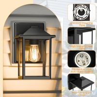 Outdoor Wall Lantern, Exterior Waterproof Wall Sconce Light Fixture, Black Front Door Mounted Lighting with Clear Glass, Anti-Rust Porch Lamp - Image 7
