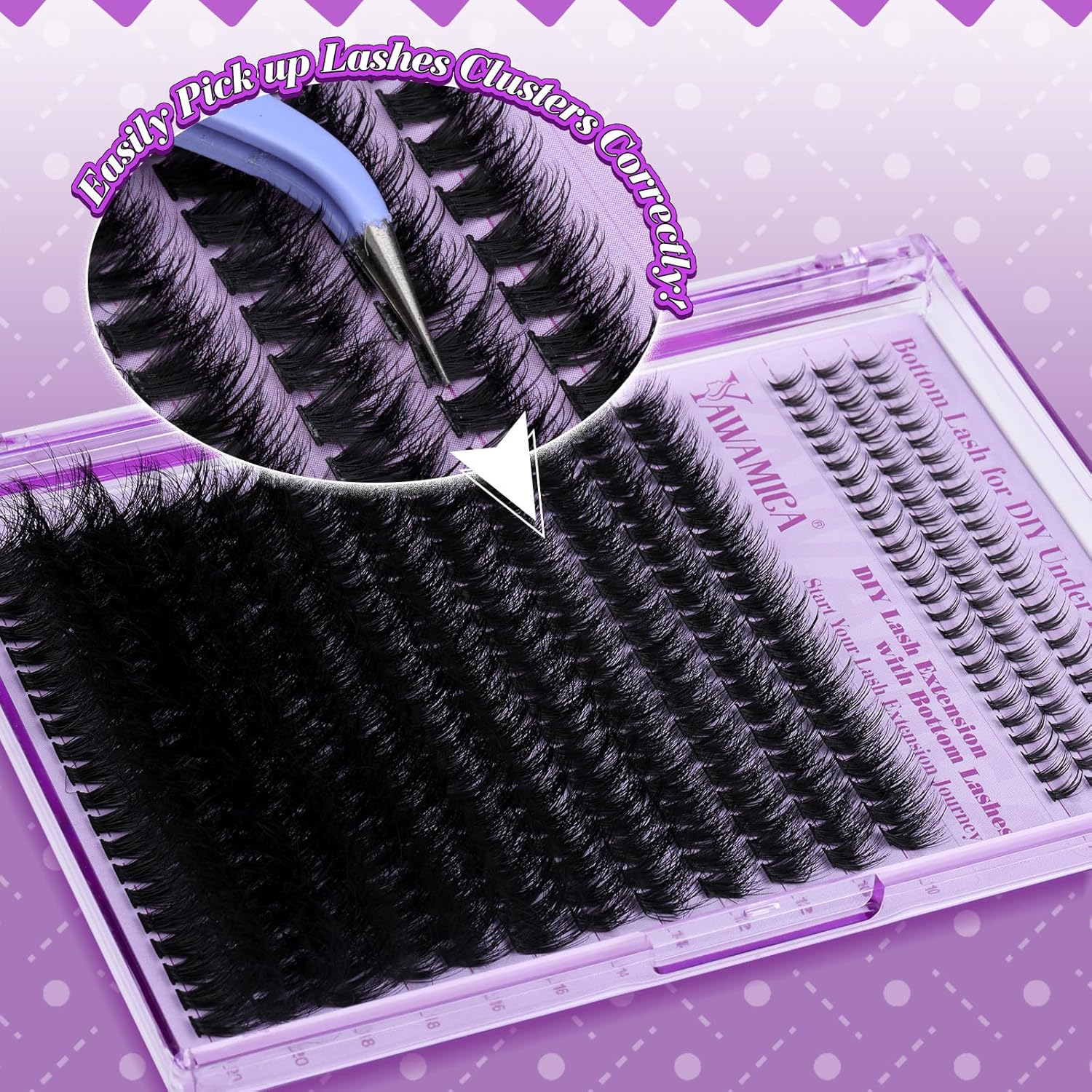 Yawamica Cluster Eyelash Extensions Fluffier Lash Clusters with Bottom Lashes 200D Volume Individual Lashes 315pcs Wispy Eyelash Clusters 10-20mm DIY Lash Extension at Home - Image 6